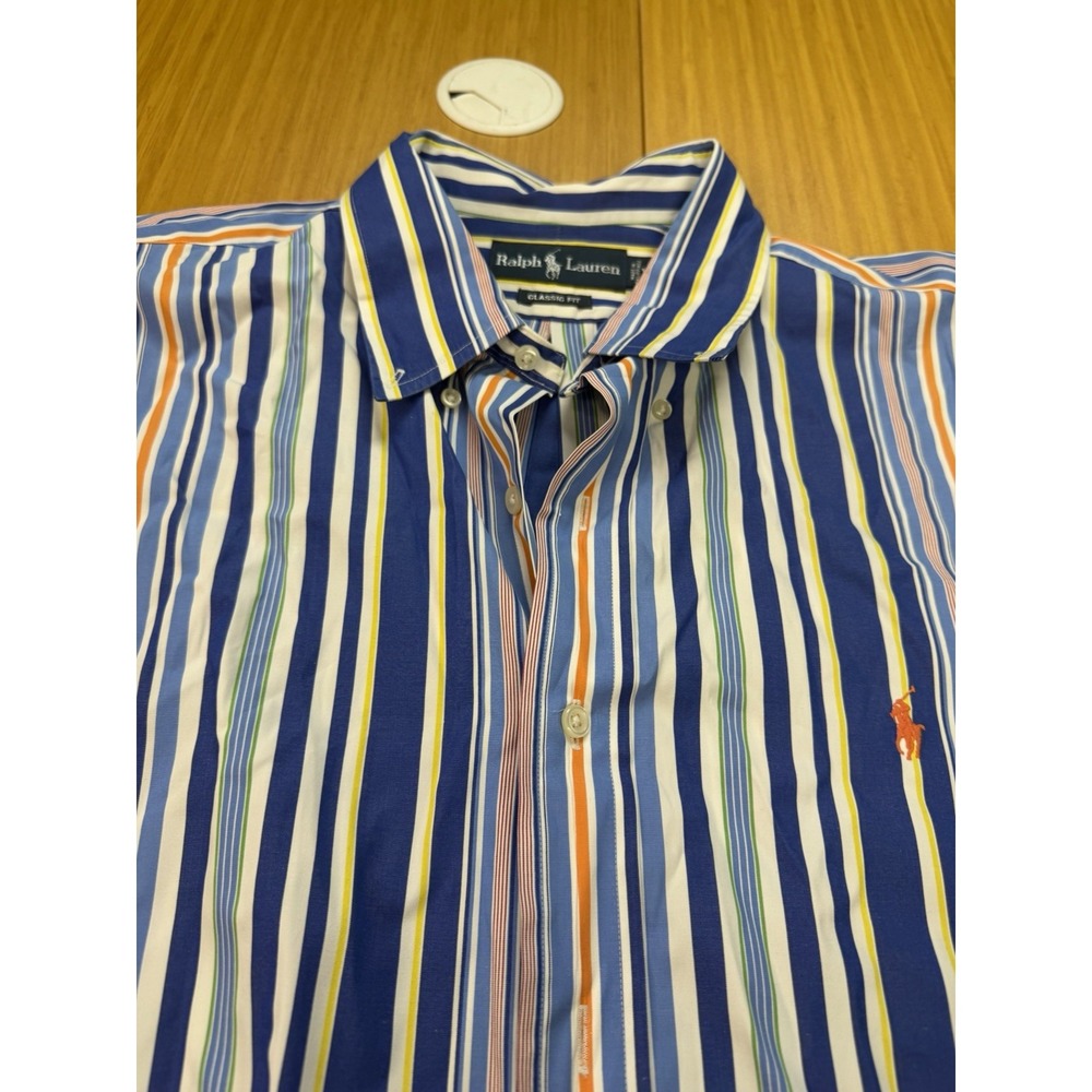 Men's Ralph Lauren Classic Fit XXL Multicolor Stripe Button Front Shirt - Picture 4 of 6